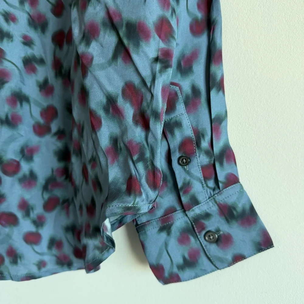 J.Crew Drapey button-up shirt in cherry-printed viscose twill